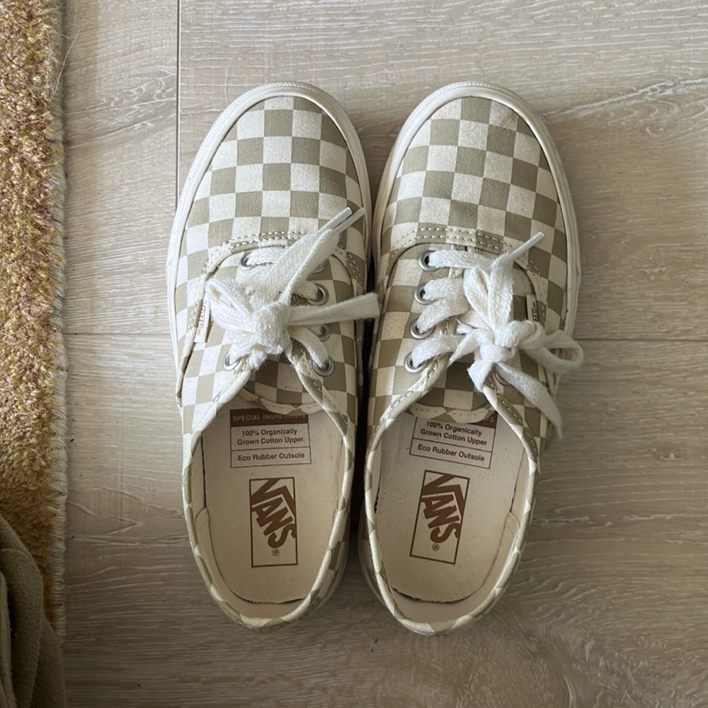 Womens Vans Eco Theory Authentic Cornstalk and Natural Checkered Classic